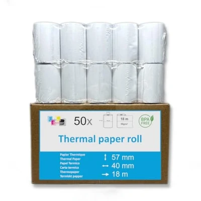 Abbildung von 50 EC Cash Thermorollen 57 x 40 12 für Geräte mit Thermodrucker, Thermopapier Bonrolle, Bisphenol A frei Ø40 mm