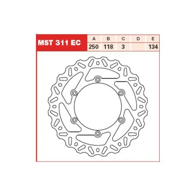 Abbildung von TRW MST311EC Bremsscheibe 250 3 geschlitzt