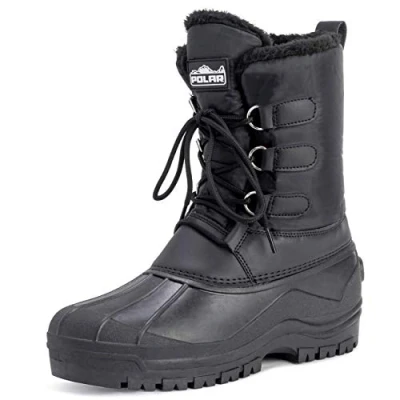 Abbildung von Polar Herren Dreck Schnüren Short Nylon Winter Schnee Regen Lässig Ente Stiefel Schwarz BLK42 AYC0141
