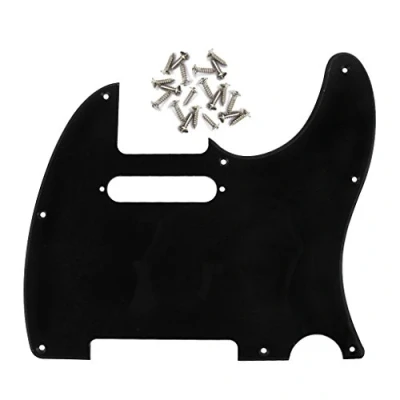 Abbildung von FLEOR 8 Loch 1 lagig Schwarz TL Pickguard Single Coil Neck Hole Schnittschutzplatte mit Befestigungsschrauben für den Austausch von US/Mexiko Standard TE Plate