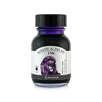 Abbildung von Octopus Write and Draw Ink 403 Violet Lion, wasserfeste Tinte zum Schreiben und Zeichnen, Kalligraphietinte, lichtechte Zeichentusche für Füllhalter, lila, 50 ml