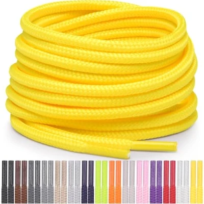 Abbildung von Miscly Schnürsenkel Rund Reißfest für Sportschuhe, Sneaker und Stiefel, Ø 4 mm (91 cm, Gelb)