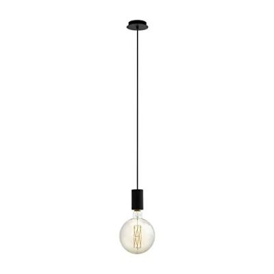 Abbildung von EGLO Pendelleuchte Pozueta, 1 flammige Schnurpendel Hängelampe Vintage, Industrial, Hängeleuchte aus Stahl in Schwarz, Esstischlampe, Wohnzimmerlampe hängend mit E27 Fassung, Ø 12,5 cm