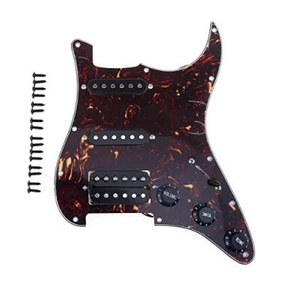 Abbildung von Musiclily HSS Prewired Loaded Pickguard ST Gitarren Vorverdrahtetes Schlagbrett mit Single Coil Humbucker Tonabnehmer Set für Fender USA/Mexican Stratocaster Squier E Gitarre, 4 lagig Tortoise Shell