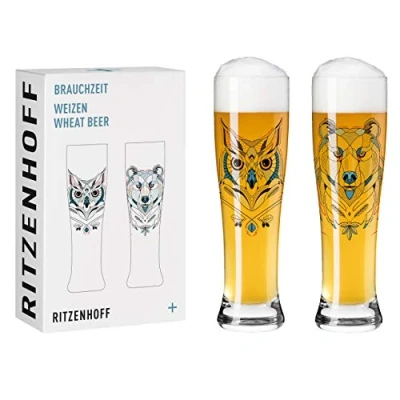 Abbildung von RITZENHOFF 3481001 Weizenbierglas 500 ml 2er Set Serie Brauchzeit Nr. 1, 2 Stück mit mehrfarbigem Digitaldruck