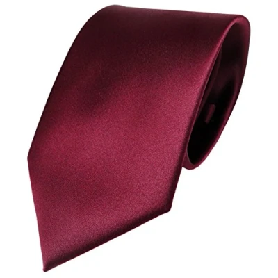 Abbildung von TigerTie Herren Krawatte Klassische 8 cm Satin in rot bordeaux einfarbigem Design, ideal für Geschäftstermine, festliche Anlässe und die Freizeit