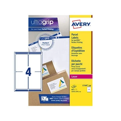 Abbildung von AVERY L7169 100 Box Blätter Etiketten Laser