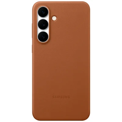 Abbildung von Samsung Galaxy S25 FE Hülle Kunstleder Original Hard Case/Backcover Handyhülle Braun