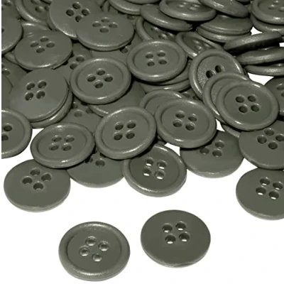Abbildung von AERZETIX C56513 100 runde Nähknöpfe Ø15x3 mm mit 4 Löchern dunkelgrau 24L L24 aus kunststoff Öffnung 2 kurzwaren nähen kleidung mode strickwaren dekoration
