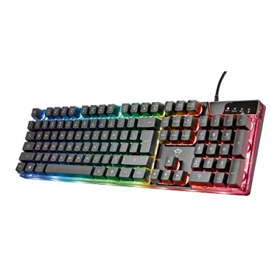 Abbildung von Trust Gaming GXT 835 Azor Tastatur, italienisches Layout QWERTY, USB, Anti Ghosting, Tastatur mit LED Hintergrundbeleuchtung, RGB für PC, Computer, Laptop, Mac Schwarz