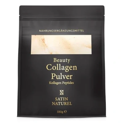 Abbildung von Kollagen Pulver Hochdosiert mit Hyaluron &amp; Vitamin C Hydrolysat Peptide Typ 1&amp;3 ohne Aromen, Collagen Premium Rinderkollagen für Gelenke, Haare, Haut Nägel, Satin Naturel