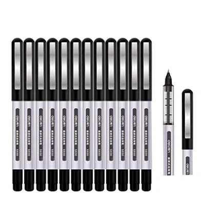 Abbildung von Surcotto Tintenroller Stifte schwarz, 0,5mm Tintenschreiber, glatter Kugelschreiber, schnelltrocknend, flüssige Tinte, dokumentenecht, Rollerball Pen für Büro Schule, Schreibset 12 Stück