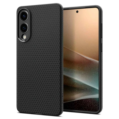 Abbildung von Samsung Galaxy S25 Edge Hülle Silikon Spigen Soft Case/Backcover Handyhülle Schwarz Shockproof/Stoßfest