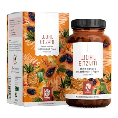 Abbildung von Wohlenzym Enzym Komplex mit 800mg Bromelain (5000 F.I.P), Papain, Rutin Ananas &amp; Papaya vegan Immunsystem* Unterstütztung Magensaftresistente Kapseln von NATURTREU®