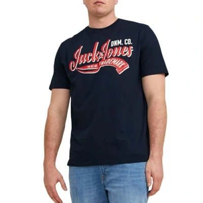 Abbildung von Jack &amp; Jones Jjelogo TEE Oneck Tshirt print, Herren, Größe: 3XL, Navy blazer
