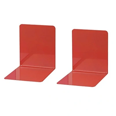 Abbildung von Wedo 1021102 Buchstütze (aus Metall, breite Ausführung, 14 x 12 cm) 2 Stück, rot