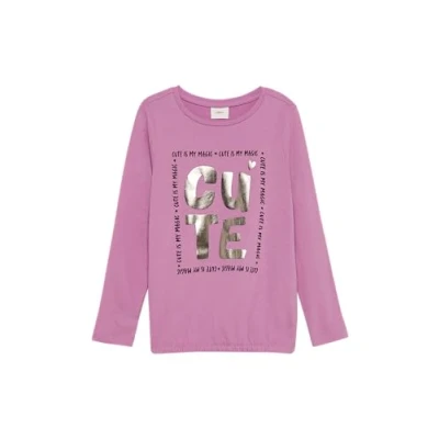 Abbildung von s.Oliver Langarmshirt mit Foil Print und Gummibund pink 92/98