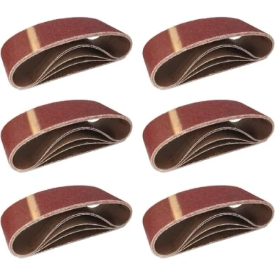 Abbildung von Goodway Gewebe Schleifbänder 25 Stück │ 75 x 457 mm je 5 Korn 40/60/80/120/180 für Bandschleifer Schleifband Set
