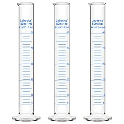 Abbildung von Labasics Messzylinder, 3er Pack Borosilikat Glas 50 ml Dickwandiger Messzylinder Laborzylinder Lab Graduated Cylinder