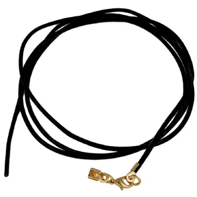 Abbildung von Unbespielt Lederband Halskette Schwarz Damen Herren Kinder Karabinerverschluss Goldfarben 1m Lang Kürzbar