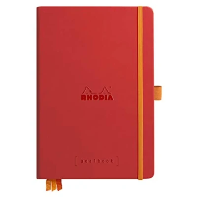 Abbildung von Rhodia 118783C GoalBook (DIN A5, 14,8 x 21 cm, 120 Blatt, dot Lineatur, 90 g, elegant und praktisch) 1 Stück, Mohnrot
