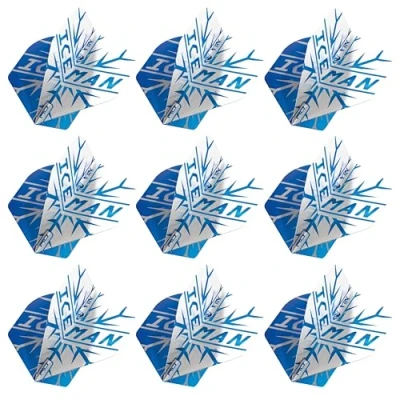 Abbildung von RED DRAGON Yin Yang Beidseitig Gerwyn Price Iceman Blau und weiß Standard Dartflug 3 Set pro Packung (insgesamt 9 Dart Flights)