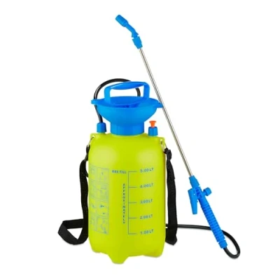 Abbildung von Relaxdays Drucksprüher mit Lanze, 5 Liter, verstellbare Düse, Pflanzenpflege &amp; Reinigung, Sprühflasche Garten, gelb/blau