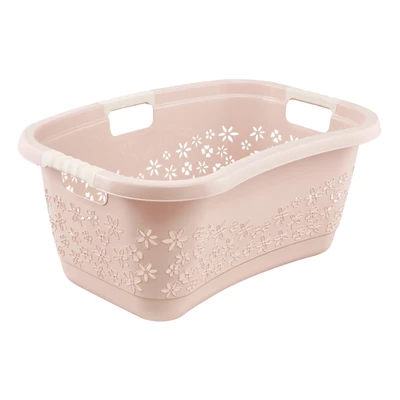 Abbildung von keeeper Ergonomischer Wäschekorb mit luftdurchlässigem Dekor, Anti Rutsch Softgriffe, 50 l, Lasse, Nordic Pink
