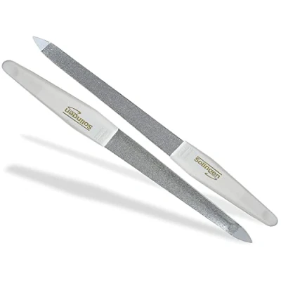 Abbildung von Profi Nagelfeilen Set aus Hohlfeile und Nagelfeile Solingen 2 Seitig Fein/Grob Made in Germany Maniküre Feilen Pediküre Saphirnagelfeile zur perfekten Nagelpflege für Hände Füße 15 cm