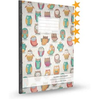 Abbildung von Blanko Notizbuch A4 Format, 100+ Seiten, Soft Cover, Register, „Lustige Eulen“ Original #GoodMemos Blank Notebook Perfekt als Zeichenbuch, Skizzenbuch, Sketchbook, Leeres Malbuch