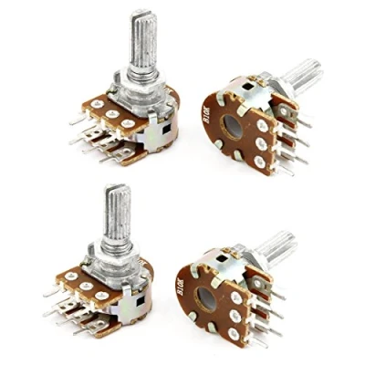Abbildung von sourcing map 4 Stk B10K 10K ohm 6 Pins Split Schaft Rotary Lineare Dopple Taper Potentiometers de