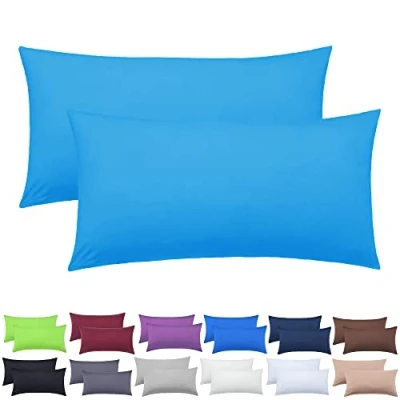Abbildung von NatureMark 2er Pack Jersey Kissenbezug Kissenhülle Kissenbezüge Seitenschläferkissen Nackenkissen viele Größen und Farben ÖKO TEX (40 x 80 cm, Türkis)