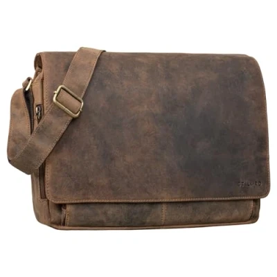 Abbildung von STILORD Vintage Umhängetasche aus Leder braun 15 Zoll Laptoptasche für Büro, Uni, Office, Schule DIN A4 Schultertasche &#039;Tom&#039;