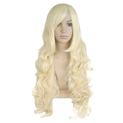 Abbildung von MapofBeauty 32&quot; Langes Haar Spirale lockige Cosplay Kostüm Perücke (hellblond)