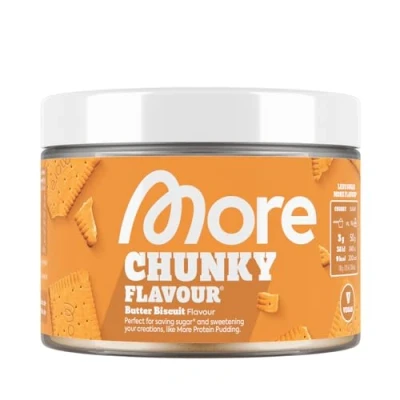Abbildung von MORE Chunky Flavour, Butterkeks, 150 g, vegan, Geschmackspulver zum Süßen, ohne viel Zucker und Kalorien, mit Inulin Laktase, geprüfte Qualität made in Germany