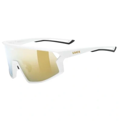 Abbildung von Uvex skyryse Sportbrille für Damen und Herren starker Schutz vor Sonnenstrahlung direkte Rahmenbelüftung white matt/gold mirror one size