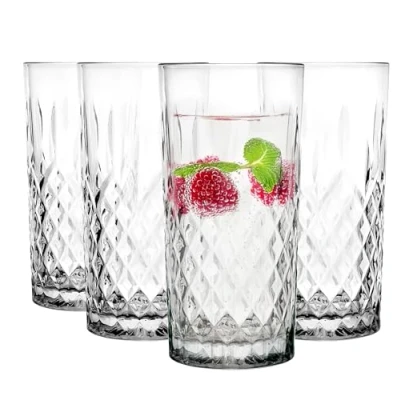 Abbildung von Glasmark Krosno Wassergläser Gläser Trinkgläser Set Longdrink Cocktail Gin Wasser Longdrinkgläser Cocktailgläser Trinkglas Wasserglas Spülmaschinenfest Transparent Mit Kristall Effekt 4 x 300ml