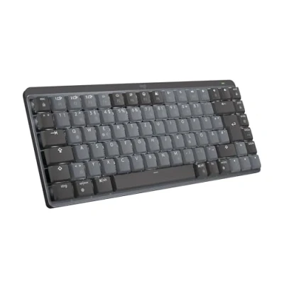 Abbildung von Logitech MX Mechanische kabellose Mini Tastatur mit Beleuchtung, Taktile leise Tasten, Hintergrundbeleuchtung, Bluetooth, USB C, macOS, Windows, Linux, iOS, Android, Metall, Deutsches QWERTZ Graphit