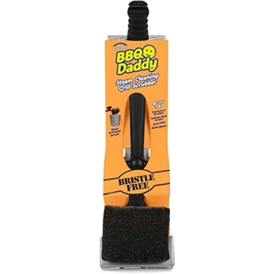 Abbildung von Scrub Daddy Grillbürste BBQ Dampfreinigung mit Stahlschrubber und Edelstahlschaber, Flaschenöffner austauschbaren Köpfen, Keine Borsten, enthält 1 Bürste Scour Stahlkopf,