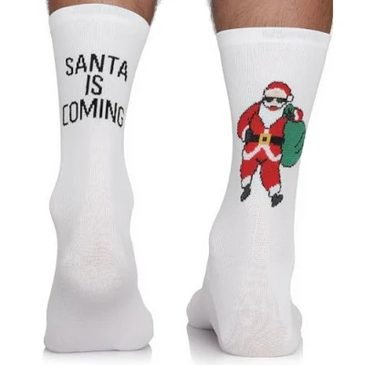 Abbildung von TODO Sport Weihnachtssocken Damen und Herren. Lustige Weihnachtssocken. Weiß(Socken Santa is Coming 39 42)