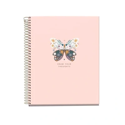 Abbildung von Miquelrius MR46597 Notizbuch, A5, recycelt, kariert, 5 mm, 120 Blatt, 4 farbige Streifen, Kollektion Sweet Butterflies, rosa Schmetterlinge