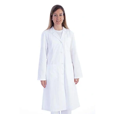 Abbildung von Gima Weisser Arztmantel aus Baumwolle und Polyester, mit Knöpfen, für Damen, Größe M, Ärzte Medizin /Biologiestudenten, Kliniken, Krankenhäuser, Arztpraxen Apotheken.