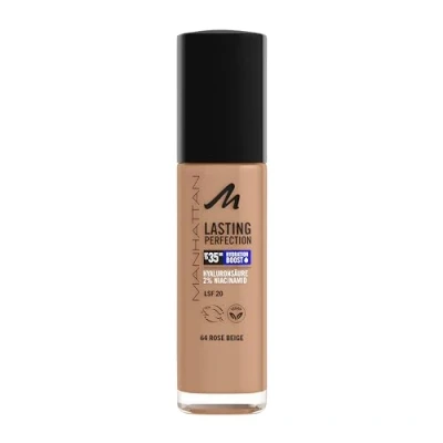 Abbildung von Manhattan Lasting Perfection 35 HR Make up, ultra langanhaltendes Flüssig Fb. 64, Rose Beige