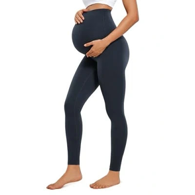 Abbildung von CRZ Yoga Damen Butterluxe Umstandsleggings 71cm Skinny Umstandshose High Waist Schwangerschaft Weich Leggins Lang Echte Marine 40
