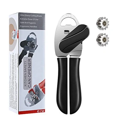 Abbildung von Otstar 4 in 1 Dosenöffner Manuell, ohne Scharfe Kanten, Flaschenöffner mit Ergonomischem Griff, Großer Drehknopf, ideal für Senioren Arthritis(Schwarz)