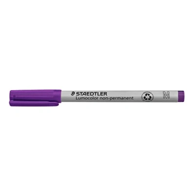 Abbildung von STAEDTLER Folienstift non permanent Lumocolor, violett, wasserlöslich, Made in Germany, lange Lebensdauer, Rundspitze M ca. 1,0, 10 violette Universalstifte im Kartonetui, 315 6