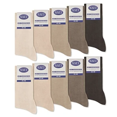 Abbildung von 10 Paar Socken 100% Baumwolle Herren Damen Komfortbund ohne Naht 10600 WP (Beige Braun 39 42)