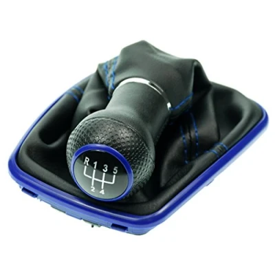 Abbildung von L &amp; P Car Design L&amp;P A251 5 Schaltsack Schaltmanschette Schwarz Naht Blau Schaltknauf Gang 23mm kompatibel mit VW Golf 4 IV Rahmen Knauf Plug Play Ersatzteil für 1J0711113