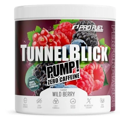 Abbildung von Pump Booster ohne Koffein WILD BERRY 440g innovative Formel aus Aminosäuren und Pflanzenextrakten hochdosierter Pre Workout koffeinfrei Made in Germany 100% vegan