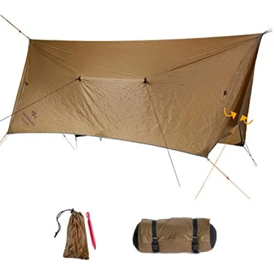 Abbildung von AMAZONAS Ultra Light Adventure Wing Tarp 680 g Zelt Ersatz mit 360 Wetterschutz Maße 320 x 255 x150 cm Packmaß 28 12 in Braun